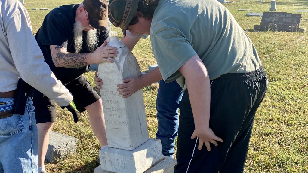 Resetting Vandalised Headstones at Crowly Cemetery